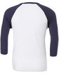 Bella + Canvas Unisex 3/4-Sleeve Baseball T-Shirt WHITE/ NAVY FlatBack