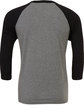 Bella + Canvas Unisex 3/4-Sleeve Baseball T-Shirt DEEP HTHR/ BLACK FlatBack