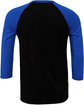 Bella + Canvas Unisex 3/4-Sleeve Baseball T-Shirt BLACK/ TRUE ROYL FlatBack