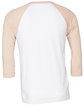 Bella + Canvas Unisex 3/4-Sleeve Baseball T-Shirt WHT/ HTHR PEACH FlatBack