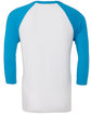 Bella + Canvas Unisex 3/4-Sleeve Baseball T-Shirt white/ neon blue FlatBack