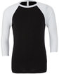 Bella + Canvas Unisex 3/4-Sleeve Baseball T-Shirt BLACK/ WHITE FlatFront
