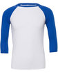 Bella + Canvas Unisex 3/4-Sleeve Baseball T-Shirt WHITE/ TR ROYAL FlatFront