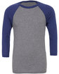 Bella + Canvas Unisex 3/4-Sleeve Baseball T-Shirt grey/ navy trb FlatFront