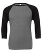 Bella + Canvas Unisex 3/4-Sleeve Baseball T-Shirt deep hthr/ black OFFront