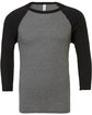 Bella + Canvas Unisex 3/4-Sleeve Baseball T-Shirt gry/ chr blk trb OFFront