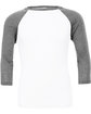 Bella + Canvas Unisex 3/4-Sleeve Baseball T-Shirt white/ deep hthr OFFront