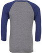 Bella + Canvas Unisex 3/4-Sleeve Baseball T-Shirt grey/ navy trb OFBack