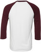 Bella + Canvas Unisex 3/4-Sleeve Baseball T-Shirt white/ maroon OFBack