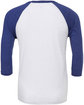 Bella + Canvas Unisex 3/4-Sleeve Baseball T-Shirt WHT FLK/ NVY TRB OFBack