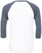 Bella + Canvas Unisex 3/4-Sleeve Baseball T-Shirt WHITE/ DENIM OFBack