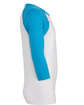 Bella + Canvas Unisex 3/4-Sleeve Baseball T-Shirt WHITE/ NEON BLUE OFSide