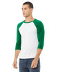 Bella + Canvas Unisex 3/4-Sleeve Baseball T-Shirt WHITE/ KELLY ModelQrt