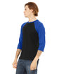 Bella + Canvas Unisex 3/4-Sleeve Baseball T-Shirt BLACK/ TRUE ROYL ModelQrt