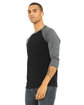 Bella + Canvas Unisex 3/4-Sleeve Baseball T-Shirt black/ deep hthr ModelQrt