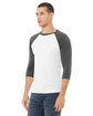 Bella + Canvas Unisex 3/4-Sleeve Baseball T-Shirt WHITE/ ASPHALT ModelQrt