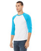 Bella + Canvas Unisex 3/4-Sleeve Baseball T-Shirt WHITE/ NEON BLUE ModelQrt