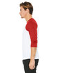 Bella + Canvas Unisex 3/4-Sleeve Baseball T-Shirt white/ red ModelSide