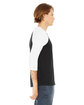 Bella + Canvas Unisex 3/4-Sleeve Baseball T-Shirt BLACK/ WHITE ModelSide