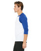Bella + Canvas Unisex 3/4-Sleeve Baseball T-Shirt WHITE/ TR ROYAL ModelSide