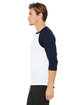 Bella + Canvas Unisex 3/4-Sleeve Baseball T-Shirt white/ navy ModelSide