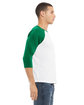 Bella + Canvas Unisex 3/4-Sleeve Baseball T-Shirt WHITE/ KELLY ModelSide