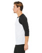 Bella + Canvas Unisex 3/4-Sleeve Baseball T-Shirt wht flk/ chr trb ModelSide