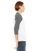Bella + Canvas Unisex 3/4-Sleeve Baseball T-Shirt WHITE/ DEEP HTHR ModelSide