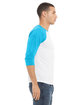 Bella + Canvas Unisex 3/4-Sleeve Baseball T-Shirt WHITE/ NEON BLUE ModelSide