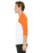 Bella + Canvas Unisex 3/4-Sleeve Baseball T-Shirt WHT/ NEON ORANGE ModelSide