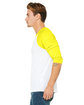 Bella + Canvas Unisex 3/4-Sleeve Baseball T-Shirt wht/ neon yellow ModelSide
