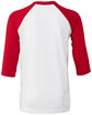 Bella + Canvas Youth 3/4-Sleeve Baseball T-Shirt white/ red FlatBack