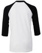Bella + Canvas Youth 3/4-Sleeve Baseball T-Shirt WHITE/ BLACK FlatBack
