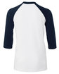 Bella + Canvas Youth 3/4-Sleeve Baseball T-Shirt white/ navy FlatBack