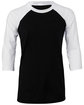 Bella + Canvas Youth 3/4-Sleeve Baseball T-Shirt BLACK/ WHITE OFFront