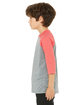 Bella + Canvas Youth 3/4-Sleeve Baseball T-Shirt GREY/ RED TRBLND ModelSide