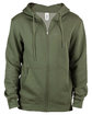 Threadfast Apparel Unisex Ultimate Fleece Full-Zip Hooded Sweatshirt army OFFront