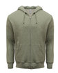 Threadfast Apparel Unisex Triblend French Terry Full-Zip ARMY HEATHER OFFront