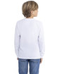Next Level Apparel Youth Cotton Long Sleeve T-Shirt white ModelBack