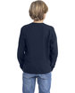 Next Level Apparel Youth Cotton Long Sleeve T-Shirt midnight navy ModelBack