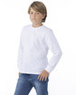 Next Level Apparel Youth Cotton Long Sleeve T-Shirt white ModelSide