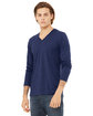 Bella + Canvas Unisex Jersey Long-Sleeve V-Neck T-Shirt navy triblend ModelQrt