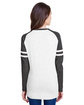 LAT Ladies' Gameday Mash-Up Long Sleeve Fine Jersey T-Shirt B WH/ V SM/ B WH ModelBack