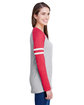 LAT Ladies' Gameday Mash-Up Long Sleeve Fine Jersey T-Shirt VN HTH/ VN RD/ W ModelSide
