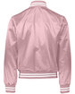 Augusta Sportswear Unisex Striped Trim Satin Baseball Jacket light pink/ wht ModelBack
