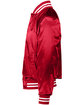 Augusta Sportswear Unisex Striped Trim Satin Baseball Jacket red/ white ModelSide