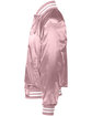 Augusta Sportswear Unisex Striped Trim Satin Baseball Jacket light pink/ wht ModelSide