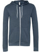 Bella + Canvas Unisex Poly-Cotton Fleece Full-Zip Hooded Sweatshirt HEATHER NAVY FlatFront