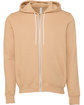 Bella + Canvas Unisex Poly-Cotton Fleece Full-Zip Hooded Sweatshirt HTHR SAND DUNE FlatFront
