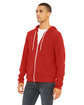 Bella + Canvas Unisex Poly-Cotton Fleece Full-Zip Hooded Sweatshirt RED ModelQrt